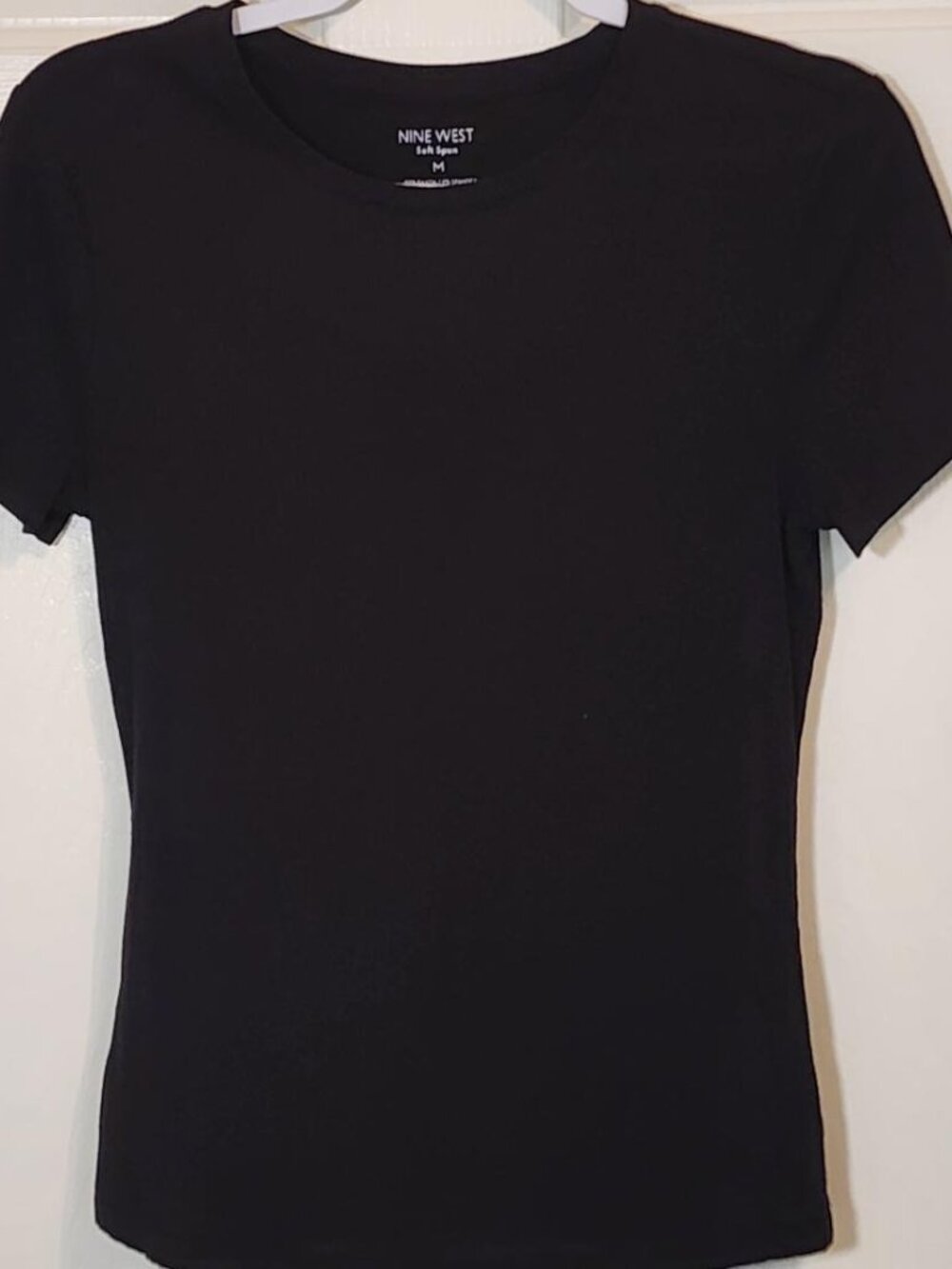 Nine West Women's Fitted Ribbed Crewneck Top